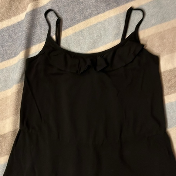 Loft Black adjustable XS Spaghetti Strap Dress w/ ruffle - Picture 8 of 10